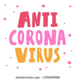 Anti-Corona-Virus. Covid-19. Aufkleber für Social-Media-Inhalte. Vektor handgezeichnet Illustration Design. Bubble Pop-Art Comic-Poster, T-Shirt-Druck, Postkarte, Video-Blog-Cover.