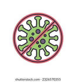 Anti Coronavirus related vector icon. Virus COVID 19 in prohibition sign. Isolated on white background. Editable vector illustration