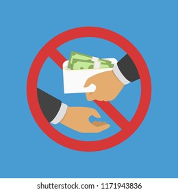 Anti Corruption concept. Man gives an envelope with money another man. Businessman giving a bribe. Cash in hands of businessmen during corruption deal. Vector illustration in flat style. EPS 10. svg