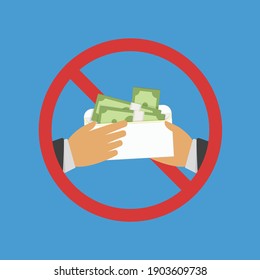 Anti Corruption concept. Man gives an envelope with money another man. Businessman giving a bribe. Cash in hands of businessmen during corruption deal. Vector illustration in flat style. EPS 10. svg