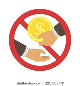 Anti Corruption concept. Man gives money another man. Businessman giving a bribe. Cash in hands of businessmen during corruption deal. Vector illustration in flat style. EPS 10.