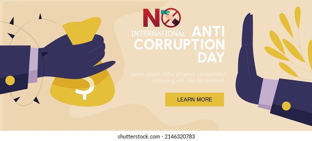 Anti Corruption day Horizontal banner template design  svg