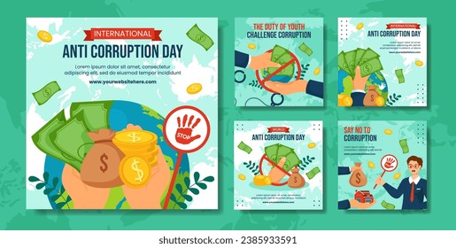 Anti Corruption Day Social Media Post Flat Cartoon Hand Drawn Templates Background Illustration