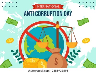 Anti Corruption Day Social Media Background Flat Cartoon Hand Drawn Templates Illustration
