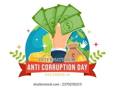 Anti Corruption Day Vector Illustration on 9 December with Stop Give Money and Coin Dollar with a Prohibition Sign in Flat Cartoon Background Design