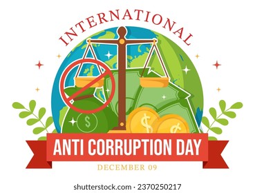 Anti Corruption Day Vector Illustration on 9 December with Stop Give Money and Coin Dollar with a Prohibition Sign in Flat Cartoon Background Design