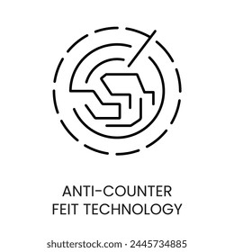 Anti counterfeiting technology vector line icon with editable stroke, for packaging