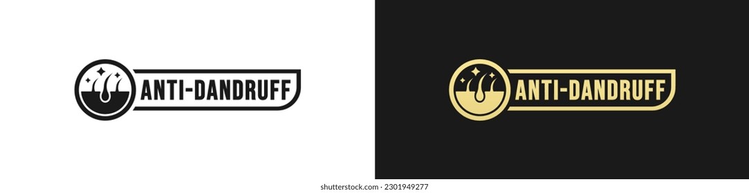 Anti dandruff logo or Anti dandruff label vector isolated in flat style. Best Anti dandruff logo vector for product packaging design element. Anti dandruff label vector for packaging design element.