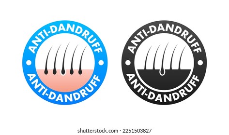 Anti Dandruff sign, label. Anti hairfall Vector stock illustration.