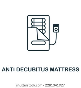 Icono de la línea del dique del dique. Monocromo simple Anti Decubitus Mattress icono de contorno para plantillas, diseño web e infografías