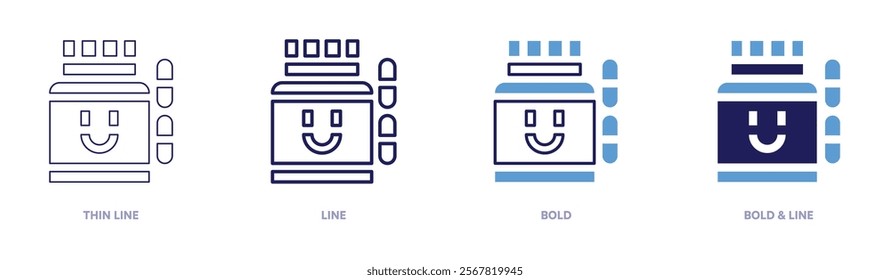 Anti depressants icon in 4 different styles. Thin Line, Line, Bold, and Bold Line. Duotone style. Editable stroke.