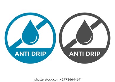 Anti drip protection logo featuring a water drop with a prohibition sign for leak prevention.
