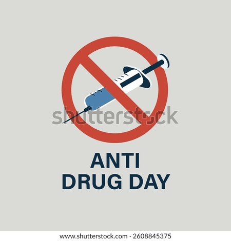 Anti Drug Day Anti Narcotics to Avoid Drugs in Hand Drawn Templates Illustration
