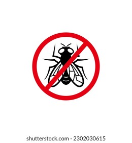 anti fly sign illustration vector, insect prohibition symbol