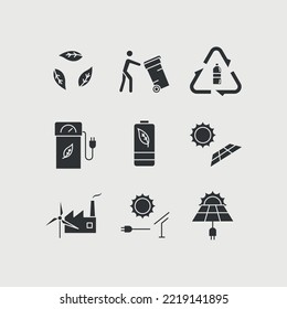 sistema ecológico de reciclaje de iconos vectores contra el calentamiento global
