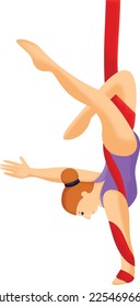 anti gravity exercise by antitrapeze artist Vector Icon Design, Circus characters Symbol, Carnival performer Sign, Festival troupe Stock illustration, Women Stretching Hanging Upside Down Concept