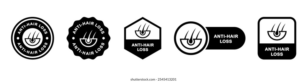 Anti Hair Loss - sinais vetoriais para a rotulagem de produtos de beleza.