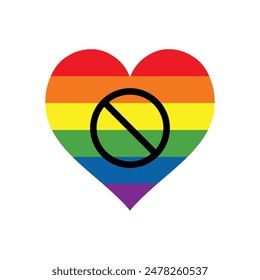 anti LGBT heart form sign 6 colors rainbow round icon