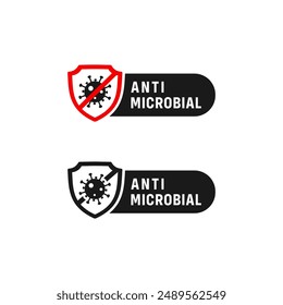 Anti microbial label or Anti bacterial label vector isolated. Simple Anti microbial label for product packaging design element. Antibacterial icon vector for design element.