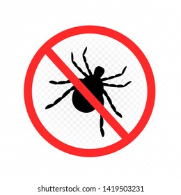 Anti mite label template on white transparent background. Acarus parasite silhouette. Stop insect infection sign symbol