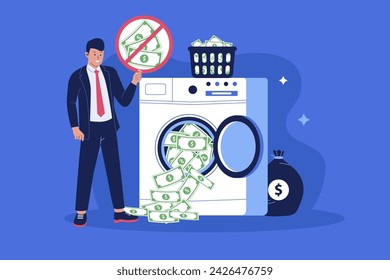 Anti money laundering concept. Vector flat illustration