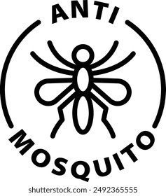 anti mosquito black outline icon round rounded circle badge stamp label isolated on transparent background