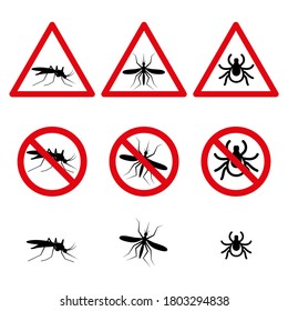 Anti mosquito and mite symbols set Sign Icon