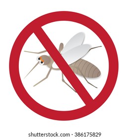 Anti mosquito sign with a funny cartoon mosquito.