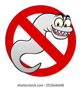 Anti parasite sign with a funny cartoon worm-parasite.