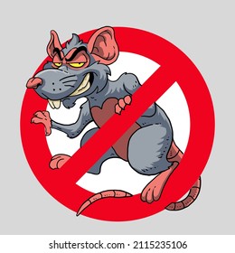 Anti pest sign with a ugly rat