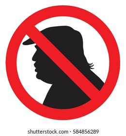 Anti President Donald Trump Silhouette Sign. Vector Icon Illustration. February 22, 2017