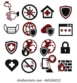 anti, protect icon set