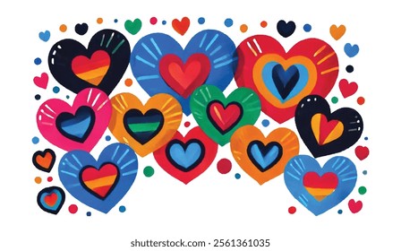 Anti racism hearts paint stroke vector icon banner. Say no to racism with this inclusive heart icons design. BLM Black Lives Matter Black History Month