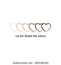 Anti Racism Racial Equality Skin Tone Paint Stroke Hearts Icon Vector Design For Protest, Activism & Awareness Against Racial Injustice And Police Brutality Black Lives Matter BLM 