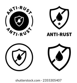 Anti Rust - collection of vector icons for metal items. Isolated on white vector signs.