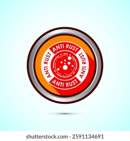 Anti rust icon design illustration. Anti oxidation sign, Rust resistant  symbol, Orange color shadow button design