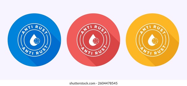 Anti rust icon design illustration. Anti oxidation sign, Rust resistant  symbol in shadow button design