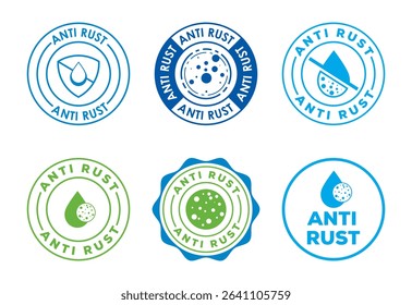 Anti rust icons set design. Anti oxidation sign, Rust resistant symbol