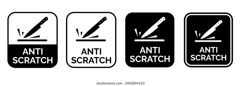 Icono resistente a los daños anti-rayado, vector de etiqueta de superficie anti-rayado para el producto. Elegante vector de marca antirayado para el embalaje de productos.