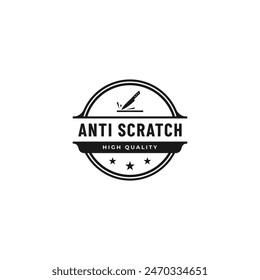 Anti scratch label or stamp vector isolated in flat style. Best anti scratch stamp vector for product packaging design.