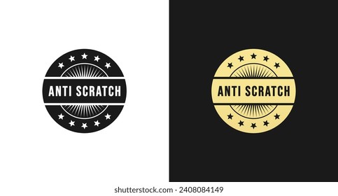 anti scratch label vector or anti scratch stamp vector isolated. Best anti scratch label vector for product. Elegant anti scratch mark vector for product packaging.