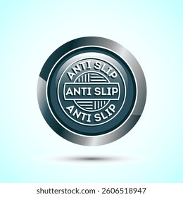 Anti slip icon design illustration. Non slip safety icon, Slip prevention sign symbol, Gray color round button design
