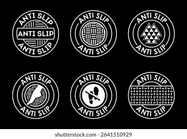 Anti slip icon set design. Non slip safety icon, Slip prevention sign white on black background 