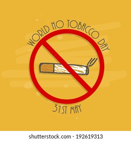 Anti Smoking concept with cigarette and stylish text on yellow background for World No Tobacco Day concept.