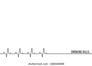 Anti smoking concept with copy space for your text or image on white background. Smoking kills. Heartbeat symbol for smokers. Layered and editable design.