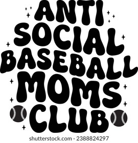 Diseño de camisetas antisociales de béisbol Moms Club Retro Baseball