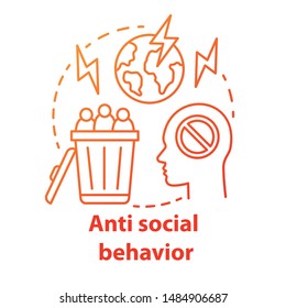 Anti Social Behavior Concept Icon. Antisocial Behaviour. Crimes Against Humanity Idea Thin Line Illustration. Social Violence, Abuse, Harassment. Vector Isolated Outline Drawing