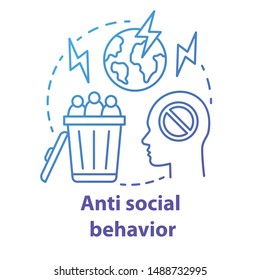 Anti Social Behavior Concept Icon. Antisocial Behaviour. Crimes Against Humanity Idea Thin Line Illustration. Social Violence, Abuse, Harassment. Vector Isolated Outline Drawing