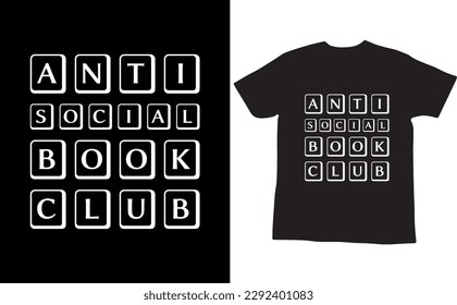 anti social book club wavy t shirt design