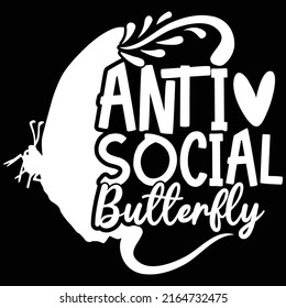 Anti Social Butterfly, Abstract Anti Social Symbol, Butterfly Typography Design Art